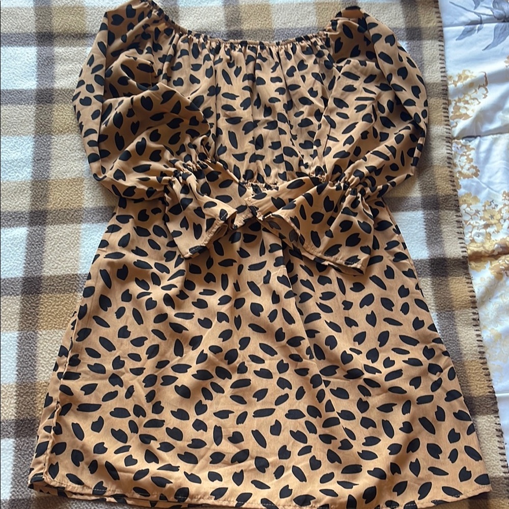 Leopard Print Off-Shoulder Dress
